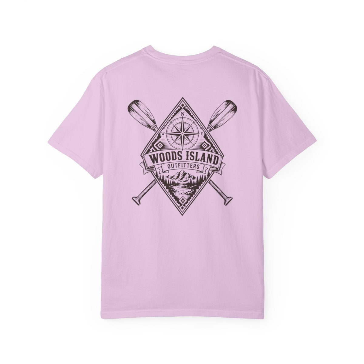 Compass crest on the back of a Orchid Woods Island Outfitters tee