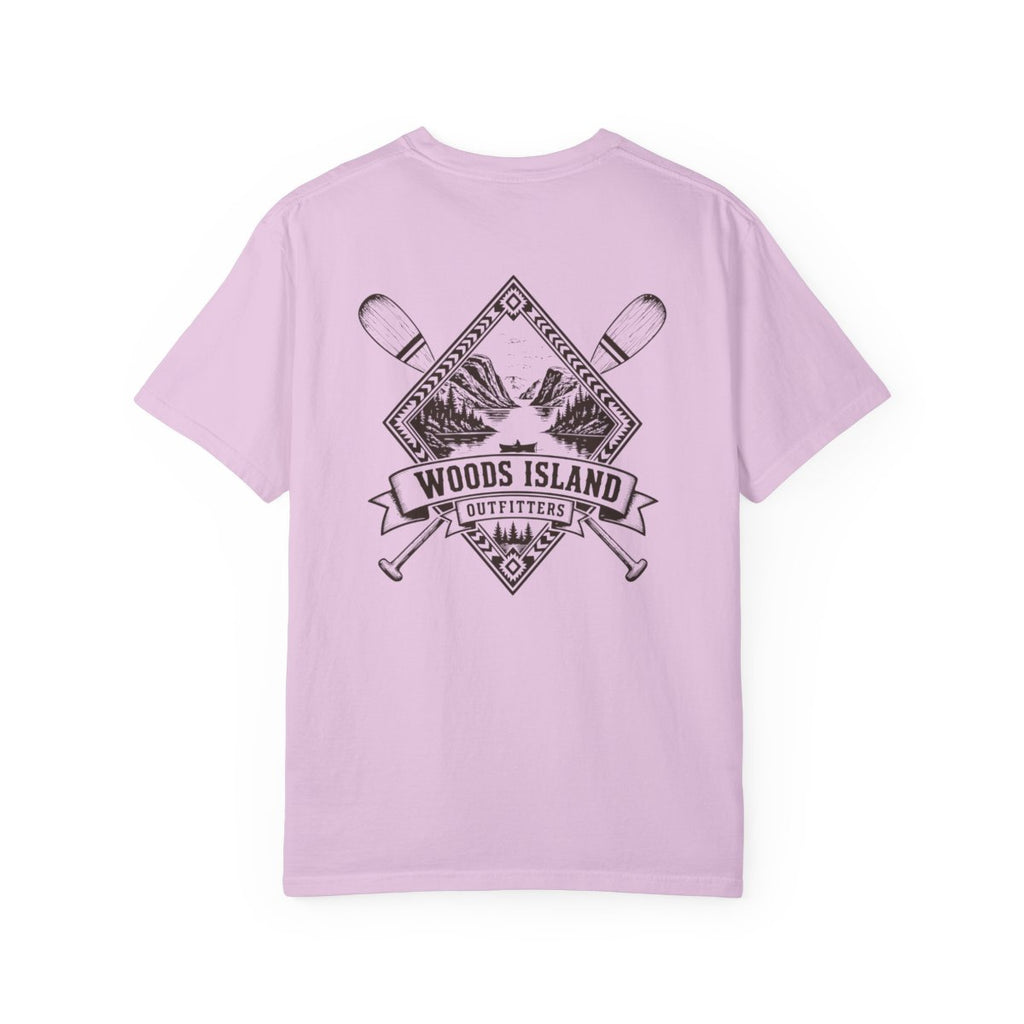 Fjord crest on the back of a Orchid Woods Island Outfitters tee