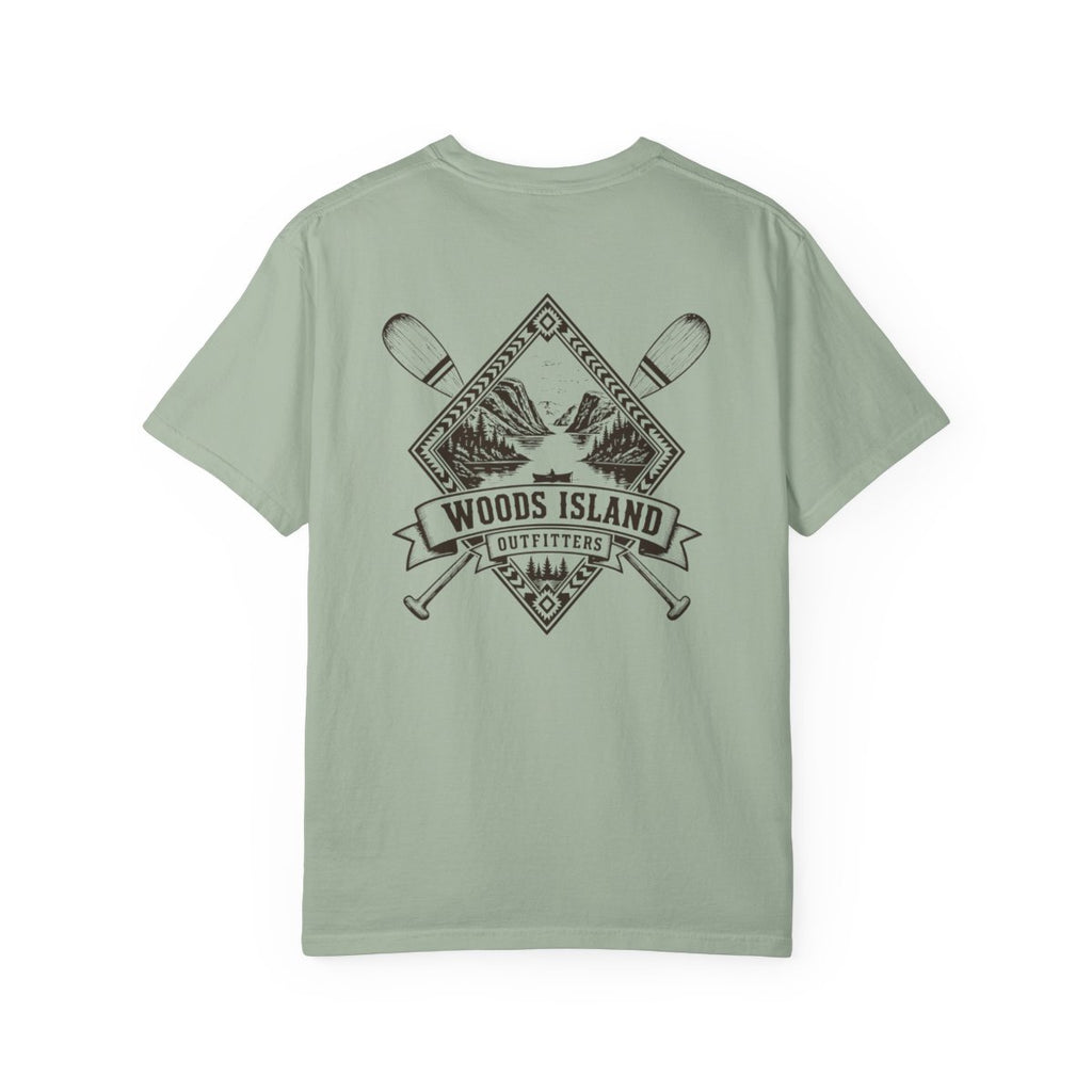 Fjord crest on the back of a Bay Woods Island Outfitters tee