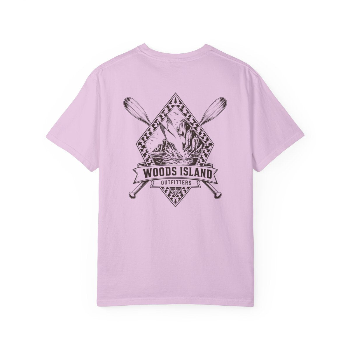 Gannet crest on the back of a Orchid Woods Island Outfitters tee