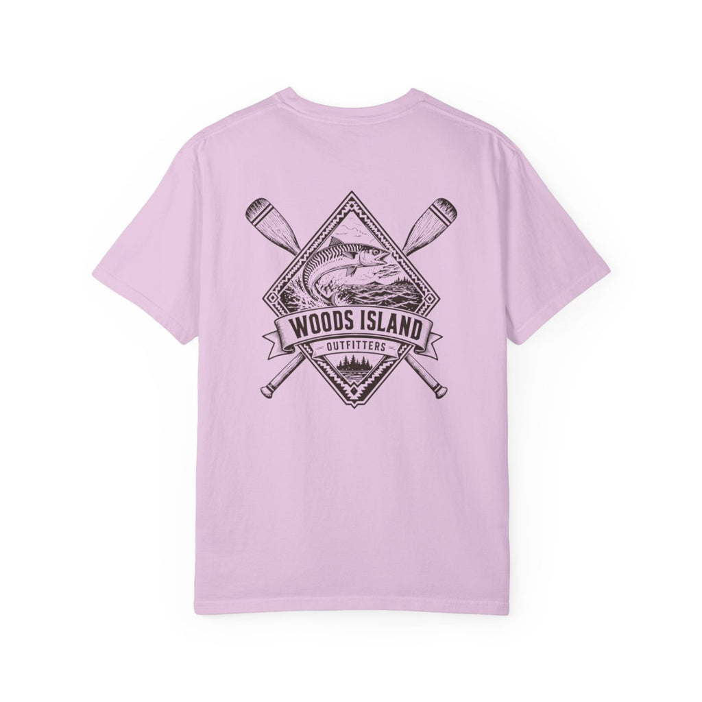 Mackerel crest on the back of a Orchid Woods Island Outfitters tee