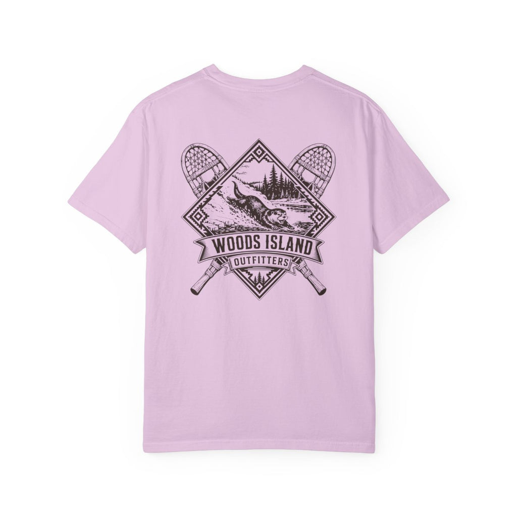 Otter crest on the back of a Orchid Woods Island Outfitters tee